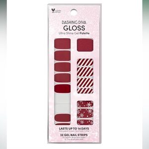 🟠NWT DASHING DIVA Gloss Holiday Nail Strips - Peppermint Marvel • UV Free